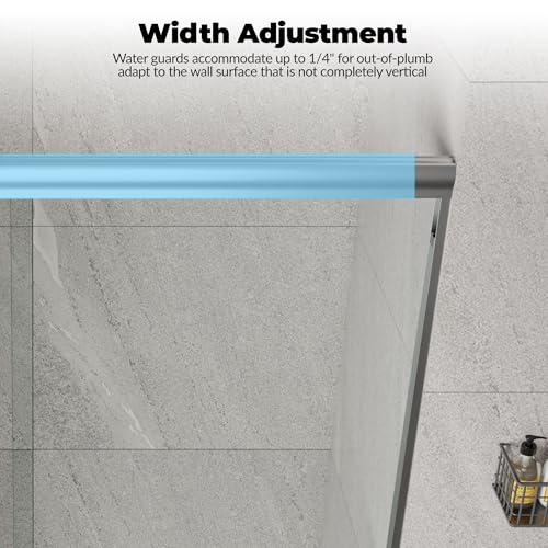 Image of Frameless Sliding Shower Door, Adjustable Width (56-60 inch W) x 72 inch H, Dual 8mm (5 /16 inch) Tempered Glass Panels, Brushed Nickel Stainless Steel Handle & Square Track, Easy-Clean Bypass Design