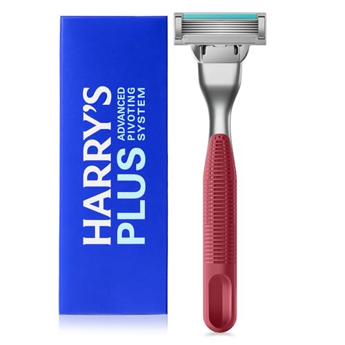 Harrys Plus: Razor for Men - Premium Handle and Razor Blade Cartridge - Advanced Pivoting System - Shaving Kit for Men - Clay