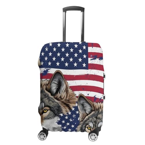 Carry On Luggage Cover Vintage American Flag Wolf Anti Scratch Travel Luggage Cover Suitcase Protector Suitcase Covers