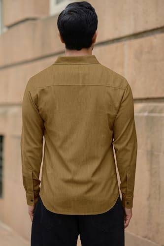 Image of Popcorn Textured Shirts for Men Mastard M