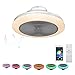 48cm RGB Lámpara de Ventilador con Bluetooth Altavoz Música Invisible Ventilador de Techo con Luz Mando a Distancia y APP Regulable Música Plafón 60W para Dormitorio Salón Cuarto Comedor, VOMI