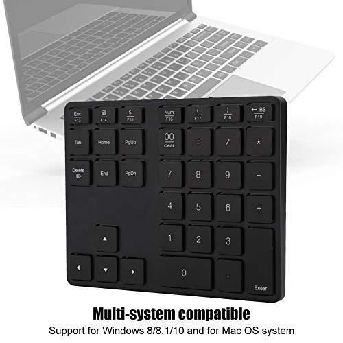 Sxhlseller Tastiera numerica Wireless 35 Tasti Tastiera Ultrasottile Ricaricabile Bluetooth 5.0 per Notebook PC Desktop Portatile(Nero)