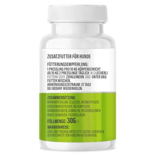 ADEMA NATURAL® Wormilex - Wurmkur sekundierend für Hunde - Wurmmittel sekundierende Tabletten - Pflanzliche Rezeptur ohne Zusätze - Futterzusatzmittel Hund