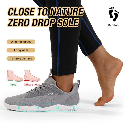 ZYEN Mens Barefoot Shoes Wide Toe Box Trail Running Sneakers Zero Drop Non-Slip Extra Wide Width Walking Shoes Minimalist Wrestling Sneakers Gym Trainer4