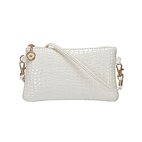 Bluelans® Damen Schultertasche PU Leder Handtasche Umhängetasche Crossbody Tasche Kleine Größe - Weiß
