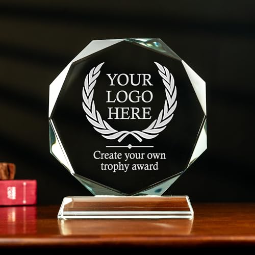 Lucy Engraving Personalized Crystal Award with Text & Logo, Free Design Assistance – Engraved Gift for Employee, Coworker Appreciation, Retirement – Custom 6