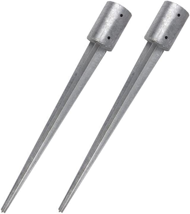 Suinga Pack 4 Soporte Poste de Madera Ø 10cm/90cm | Piqueta Acero Galvanizado redonda | Clavar Anclajes Base Poste para Enterrar