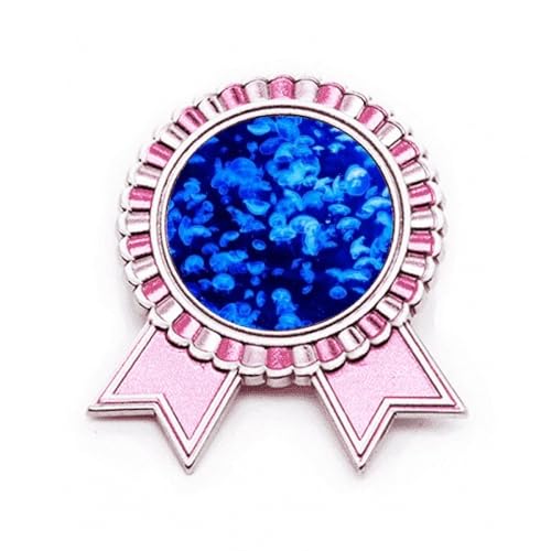 Pin's méduse bleue et or rose forme médaille pour sublimer vos vestes
