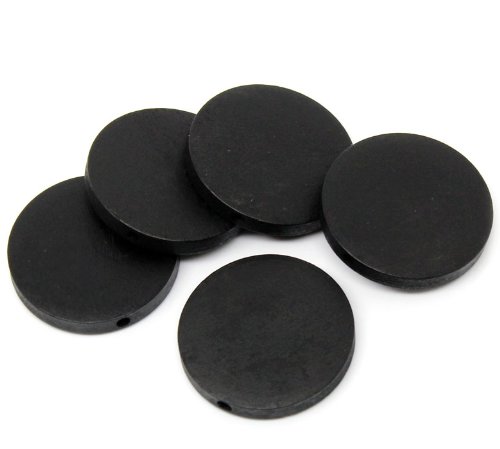 PEPPERLONELY Brand 30PC Black Flat Round Wood Spacer Beads 1/8 Inch (30MM)