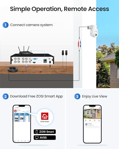 Image of ZOSI 5MP Wired Security Camera System with 4pcs 1080p Pan /Tilt 360View Indoor Outdoor Camera, AI Human Vehicle Detection, Night Vision, Audio Recording, Remote Access (No HDD)