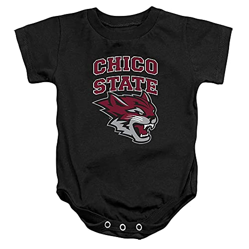 California State University Chico Official Stacked Unisex Infant Snap Suit for Baby,Black, 12 Months