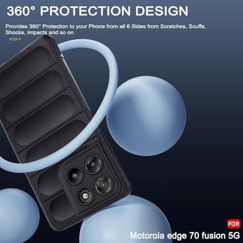 Image of TheGiftKart Liquid Silicon Back Cover Case for Motorola Moto Edge 70 Fusion 5G | ShockProof Military Grade Protection | Micro-Fibre Cloth On Inner Side | Built-In Anti-Slip Grip Back Case (TPU, Black)