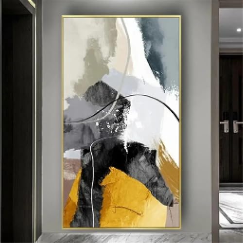 LIMAIDUO Pintura abstracta dorada sobre lienzo, arte de pared moderno para el hogar, sala de estar, decoración, cuadros, arte mural, 20 x 35 cm, sin marco