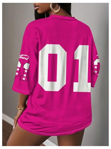 Image of RoseSeek Women's Jersey Shirts Number Graphic V Neck Football T Shirts Tops