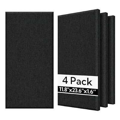 Olanglab Fiberglass Acoustic Wall Panels 4 Pack, 11.8'' x 23.6'' Sound Panels, Fabric Wrapped Sound Proof Panels for Walls (Black)