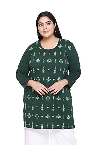Image of In Love Women's Plus Size Printed Long Tops, Round Neck 3 /4 Sleeve Relaxed Fit Longline T-Shirt Tunic