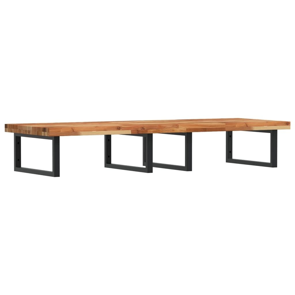 Scaffale per lavabo da parete, in legno di acacia massiccio e acciaio, 120 x 50 x 4 cm, nero, robusto scaffale da bagno per lavabo e asciugamani, mobile da bagno salvaspazio