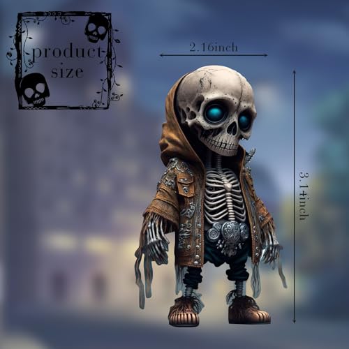 GKmow 1 PC Car Halloween Skull Pendant, Acrylic Spooky Skeleton Statue Decoration, Rearview Mirror Swing Skull Doll Accessories, Universal for Most Car Backpack Hanging Decorations (Black #01)