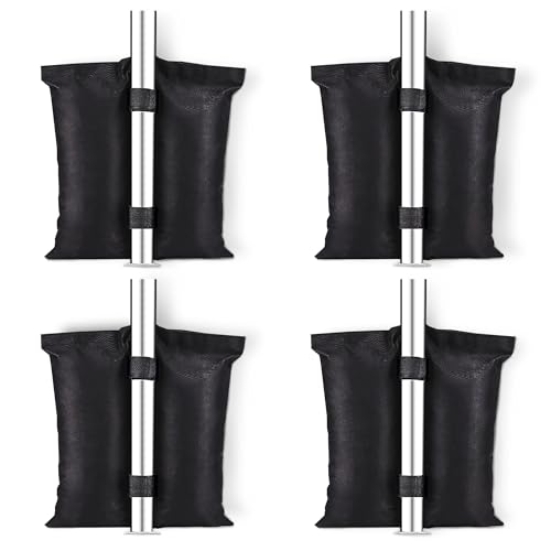 KEPLIN 4-Pack Gazebo & Tent Weight Bags - Heavy-Duty Stability for Canopies Umbrellas Furniture & More with Velcro Straps & Double Pocket Design for Secure Attachment - Reliable Hold Sand
