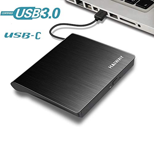 External CD Drive, Haiway USB 3.0 Portable CD DVD Drive Slim CD DVD