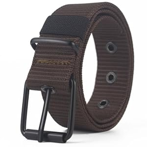 Belts For Men Porous Pin Buckle Canvas Belts Men’s Fashion Versatile Belt Student Youth Training Extended Denim Belt-coffee-110cm