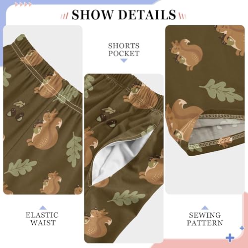 ZZXXB Squirrel Pine Leaves Boys Long Pants Soft Trousers Elastic Waist Kids Lounge Bottoms with Pockets S-XL4