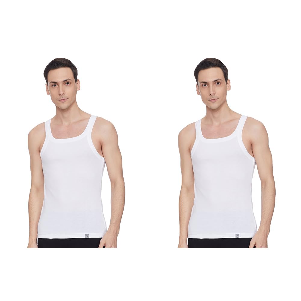van heusen Men Athleisure Moisture Wicking Gym Regular Fit Vest - 100% Combed Cotton - Ultra Soft, Extended Length_60077_White_Large (Pack of 2)-picture-10