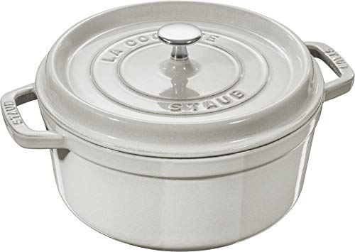 Image of Staub Cast Iron 2.75-qt Round Cocotte - White Truffle, Made in France