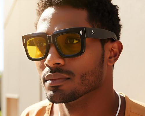 HJSTES Thick Square Sunglasses for Men Women Chunky Rectangle Frame Retro Designer Shades UV400 Protection2