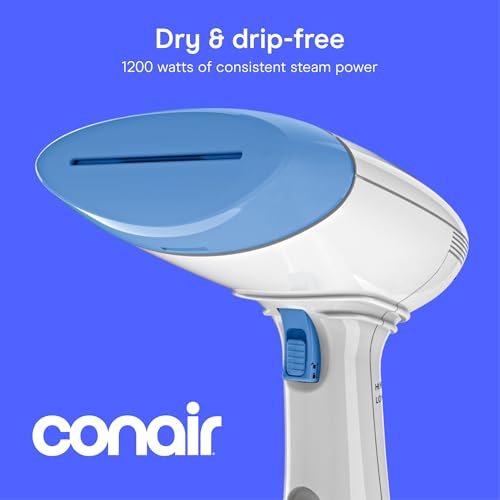Image of Conair Handheld Garment Steamer for Clothes, ExtremeSteam 1200W, Portable Handheld Design,White /Blue