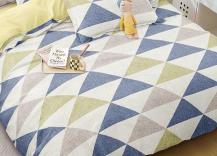 Image of TIB The Intellect Bazaar Glace Cotton Elastic Fitted Bedsheets King Size | Bedsheet for Double Bed with 2 Pillow Covers (72 inch x 78 inch or 182 x 152 cm) M-Traingles
