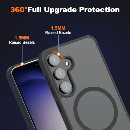Image of MagPro case for Samsung Galaxy S24 5G | MagSafe Compatible Protective Cover with Strong Magnetic Adsorption Shockproof Armor Scratch Resistant Polycarbonate Hard Back | Translucent Matte Black