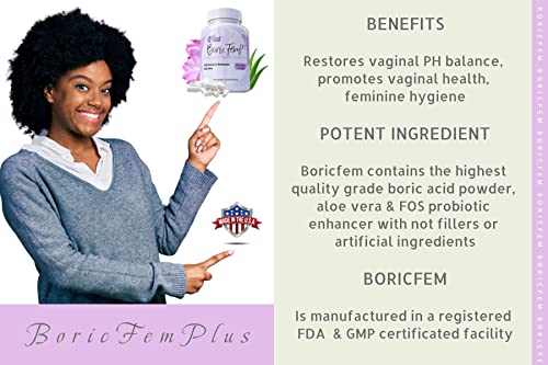 Image of N'More Boric Acid Vaginal Suppositories Plus Aloe Vera & FOS Probiotic Enhancer 800mg /, 30 Count All Natural Made in USA