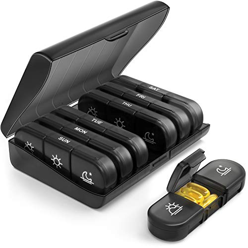 AUVON Weekly Pill Box Organiser, Portable Pill Boxes 7 Day 3 Times A Day, 7 Day Tablet Organiser with Large Separate Compartments to Hold Medication, Vitamins, Fish Oil and Supplement AUVON Weekly Pill Box Organiser, Portable Pill Boxes 7 Day 3 Times A Day, 7 Day Tablet Organiser with Large Separate Compartments to Hold Medication, Vitamins, Fish Oil and Supplement