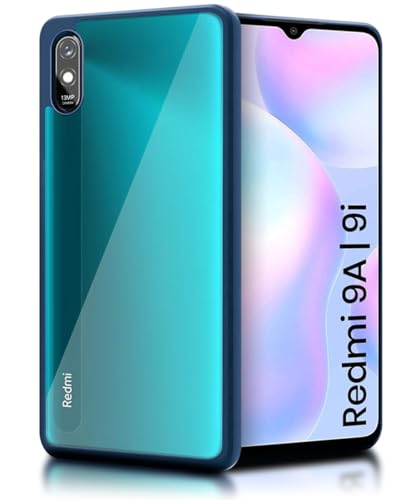 Image of WOW IMAGINE Shockproof Hybrid Back Cover for Mi Redmi 9A | 9i | 9A Sport | Hard Slim fit Back Case | PC & TPU | Clear Transparent Case - Blue