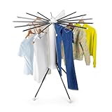 EASYmaxx Fächer-Wäscheständer 800 – zusammenklappbar, variabel aufstellbar mit 16 Armen | Wäschespinne mit System |individuell anpassbar an Raum & Wäschemenge |Platzsparend & stabil mit 4-Fuß-Stativ