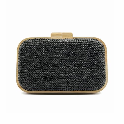 Image of Women Straw Clutch Purse Handwoven Summer Evening Bag Beach Straw Handbag Wedding Party Clutch Bag Wicker Purse