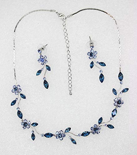 Image of Faship Gorgeous Rhinestone Crystal Floral Necklace Earrings Set