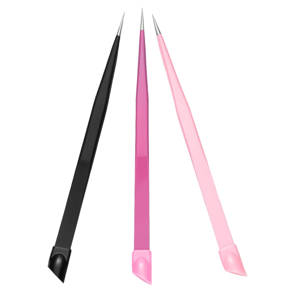 FRCOLOR 5 Set Pinzette Doppio Estremità Per Nail Art E Estensioni Design Inossidabile Pressione Per Adesivi Per Donne E Professionisti 3 Pezzi*5