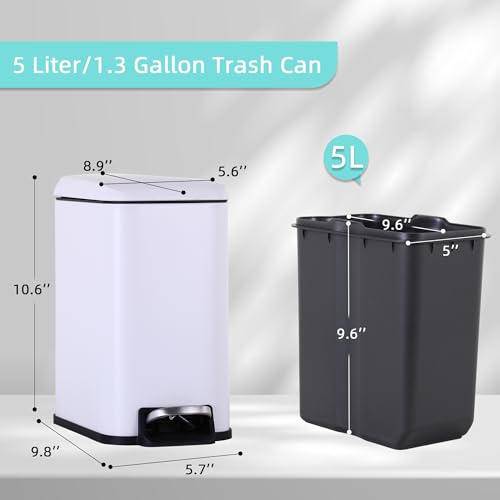 Bote de basura pequeño para baño con tapa 5L acero inoxidable pack 2 miniatura 6