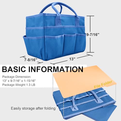 Image of Cupohus Art Organizer Craft Storage Tote Bag with Pockets and Handles, Oxford Fabric Carrying Caddy for Teacher, Officer, Artist, Traveler, and more -Blue