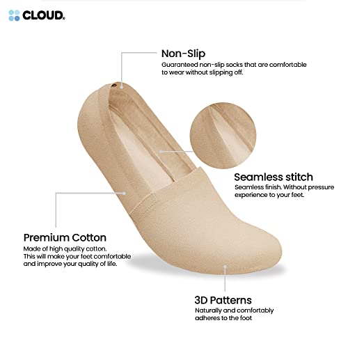 Image of Cloud No Show Socks Non Slip Loafer Sneaker Flats Boat Shoe Invisible Low Cut Liner Cotton Socks For Men and Women