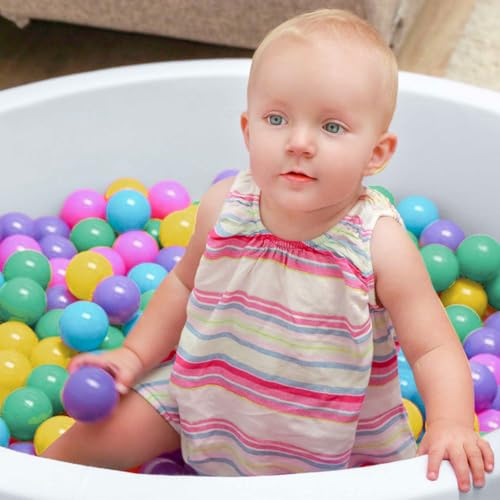 LittleTom Ab Null: 50 Bunte Bälle für Bällebad Baby Spielbälle 5,5cm - Indoor Outdoor Spielzeug für Spielzelt Spieltunnel Bällebad Kinder Plastikbälle Klein - Babyspielzeug Bällchenbad für Babys