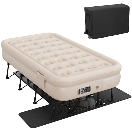 DWVO Inflatable Twin Air Bed with Pump, Folding Frame, Bag