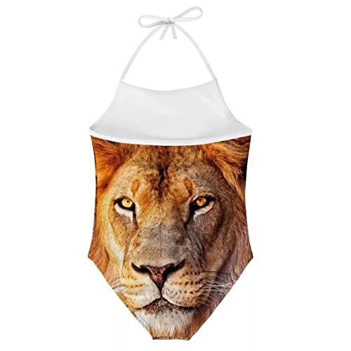 Lion Girls One Piece Swimsuit Cute Animal Print Bathing Suit Swimwear Beachwear2
