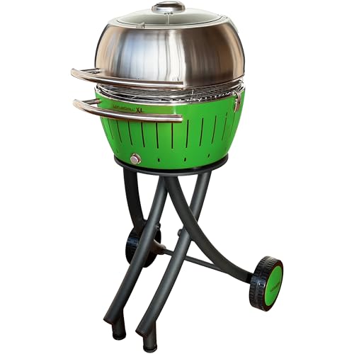 Set de barbacoa de jardín LotusGrill XL verde lima - Carro con cubierta de parrilla XL de acero inoxidable (verde lima)