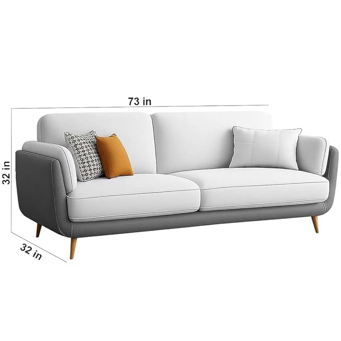 Image of Velvet Contemperory Sofa Couch with Cushion Chaise Lounge Sectional Perfect for Living Room & Bedroom Guests Home & Office (Grey & Light Grey)
