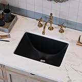 DeerValley Black Undermount Bathroom Sink 18'' x 13'' Rectangular Ceramic Bathroom Wash Basin with Overflow Hole DV-1U306B