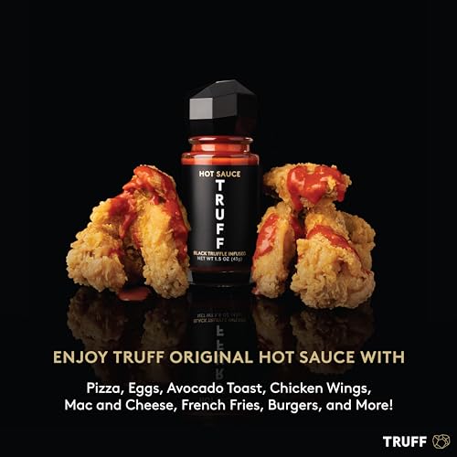 Image of TRUFF Hot Sauce 4-Pack Mini Set, Portable Travel Bottles of Gourmet Hot Sauce, Black Truffle and Chili Peppers, Gift Idea for the Hot Sauce Fans, An Ultra Unique Flavor Experience (1.5 oz, 4 count)