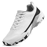 TEOHRW Wide Tennis Shoes for Men | All Court Pickleball Racquetball & Squash Athletic Sneakers | Arch Support & Cushioned Midsole White